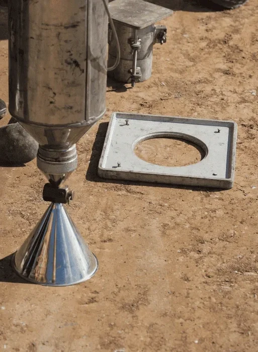 Essai de densité sur site par cône de sable à Nice — contrôle de compactage fiable